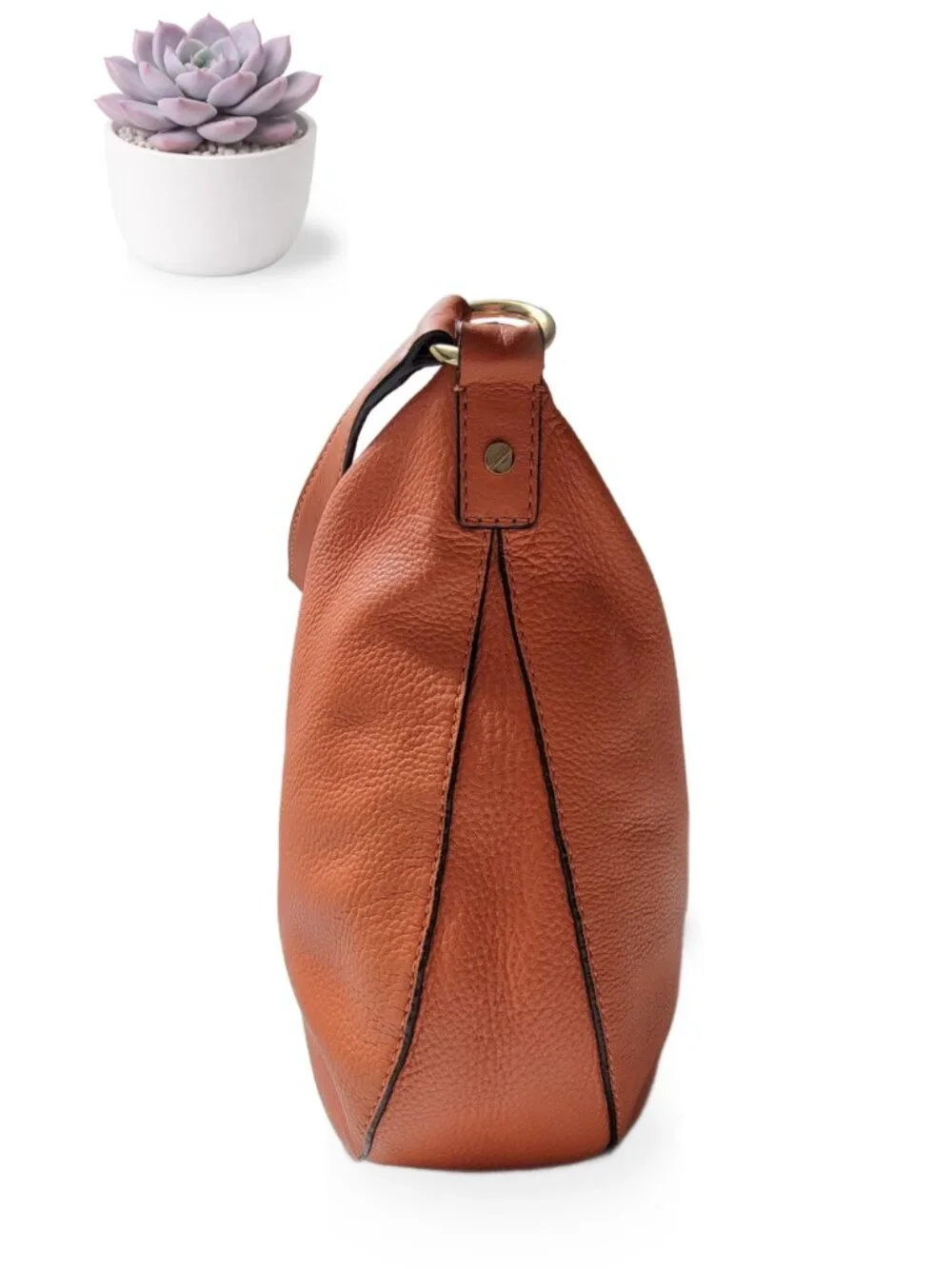 Michael Kors Fulton Large Hobo Orange Pebbled Leather Shoulder Bag Soft Purse